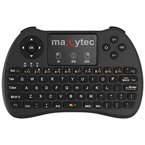 Maxytec s80 Mini Tastatur Wireless, Mini Tastatur Kabellos mit Touchpad, Mini Tastatur Beleuchtet für Smart TV, HTPC, IPTV, Android TV-Box, X Box 360, PS3, PC Fernbedienung von Maxytec