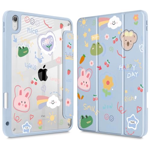May Chen Hülle für iPad Air 13 Zoll (M3) 2025, (M2) 2024 - [Eingebauter Stifthalter] Stoßfeste Abdeckung mit klarer transparenter Rückschale, Auto Sleep/Wake Cover, Cartoon Stick Figure von May Chen