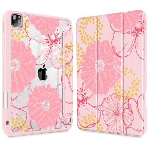 May Chen Schutzhülle für iPad Pro 27,9 cm (11 Zoll), 2024 5. Generation (M4), [Eingebauter Stifthalter unterstützt Pencil 2/USB-C] Ultradünne, transparente Rückschale mit dreifacher Unterstützung von May Chen