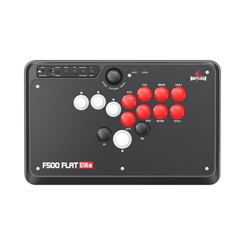 MAYFLASH F500 FLAT Elite Fight Stick All Button Arcade Leverless Controller mit Sanwa OBSF Tasten für PS4, PC, Xbox Series S/X, Switch, Steam Deck, macOS, Android, Raspberry Pi und mehr von MAYFLASH