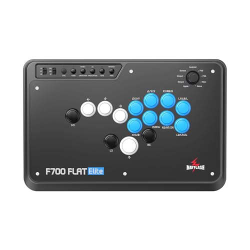 MAYFLASH F700 FLAT Elite Wireless Arcade Stick Leverless All Button Controller mit Sanwa Tasten Kompatibel mit PS5, PS4, PC, Xbox Series S/X, Switch und mehr Unterstützung Bluetooth, 2.4G und Wired von May Flash