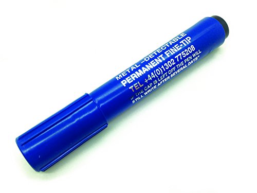 Maya Professional Tools Q300 – 2/6 Permanentmarker, feine Spitze, nachweisbar von Metallen und X-Strahlen, 10 Stück, Körper BLAU, schwarze Tinte von Maya Professional Tools