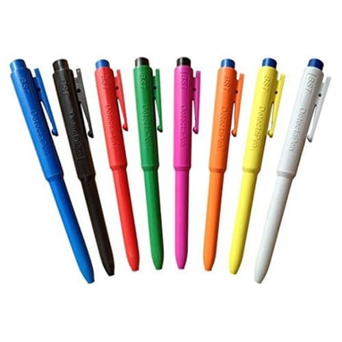 Maya Professionelles Werkzeug J800–3/2 Stift-Detectable für Metalle und X-Ray Normal, einziehbar, Tinte, mit Clip, Rot, 25 Stück Body, blau ink von Maya Professional Tools