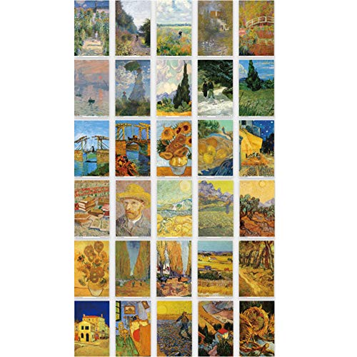 30 Stück 1 Set Postkarten-Set Literarische Grußkarten Segen Nachricht Karte Postkarte verpackt (Van Gogh Gemälde) von Maya Star