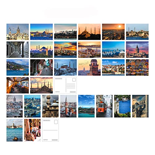 30 Stück 1 Set Weltberühmte Stadt Sehenswürdigkeiten Landschaft Postkarten Geschenk Blanko Postkarten (Istanbul) von Maya Star