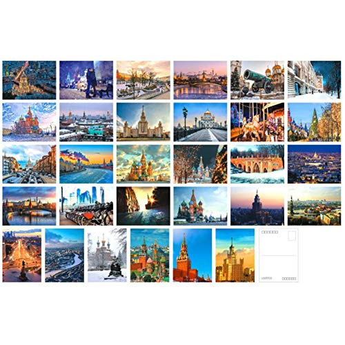 30 Stück 1 Set Weltberühmte Stadt Sehenswürdigkeiten Landschaft Postkarten Geschenk Blanko Postkarten (Moskau) von Maya Star