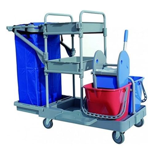 Maya Professional Tools 91139 Eco doppelter Reinigungswagen mit Tabletts und Presse, 2 x 15 L von Maya