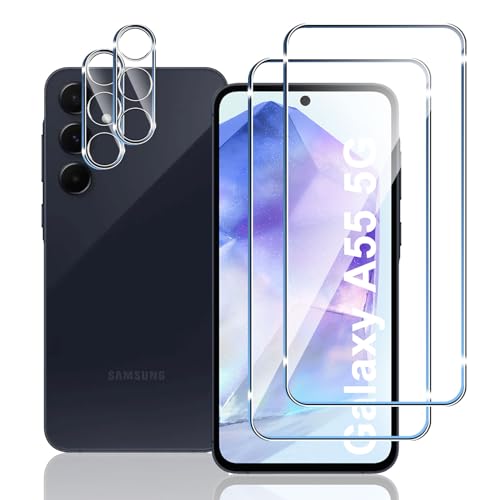 Mayfun Schutzfolie für Samsung Galaxy A55 5G für Panzerglas, [2+2 Stück] Panzer Schutz Glas und Kamera Schutz, 9H Härte Schutzglas, HD Klar Folie, Anti-Kratzer, Anti-Fall Displayschutzfolie von Mayfun