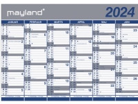 Kæmpekalender 100x70 cm med 2x6 måneder 2024 - leveres i paprør von Mayland-Burde A/S