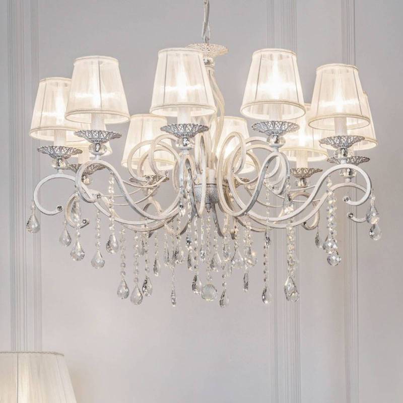 Maytoni Kronleuchter Grace, weiß, 10-flammig, Organza von Maytoni