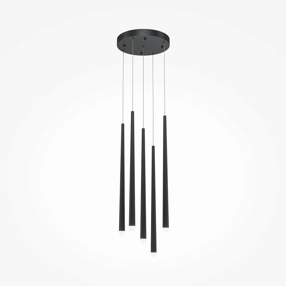 LED Hängeleuchte, 5 Flammig, Aluminium, schwarz, H 65,3 cm von Maytoni