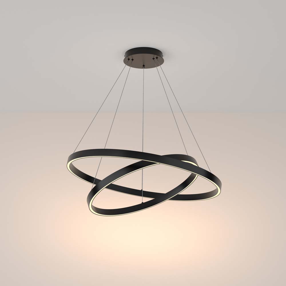 LED Hängeleuchte, Alu schwarz, verstellbare Ringe, H 120 cm von Maytoni