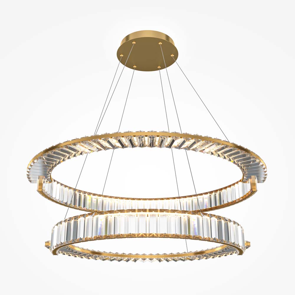 LED Pendelleuchte, Metall gold, Kristalle klar, H 150 cm von Maytoni