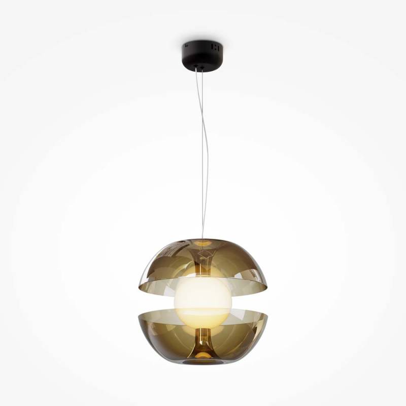 LED Pendelleuchte, gold, Milchglas rauch, H 149,2 cm von Maytoni