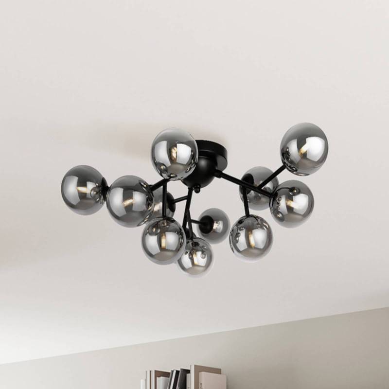Maytoni Deckenleuchte Dallas, schwarz/rauchgrau 12-flg. Glas von Maytoni
