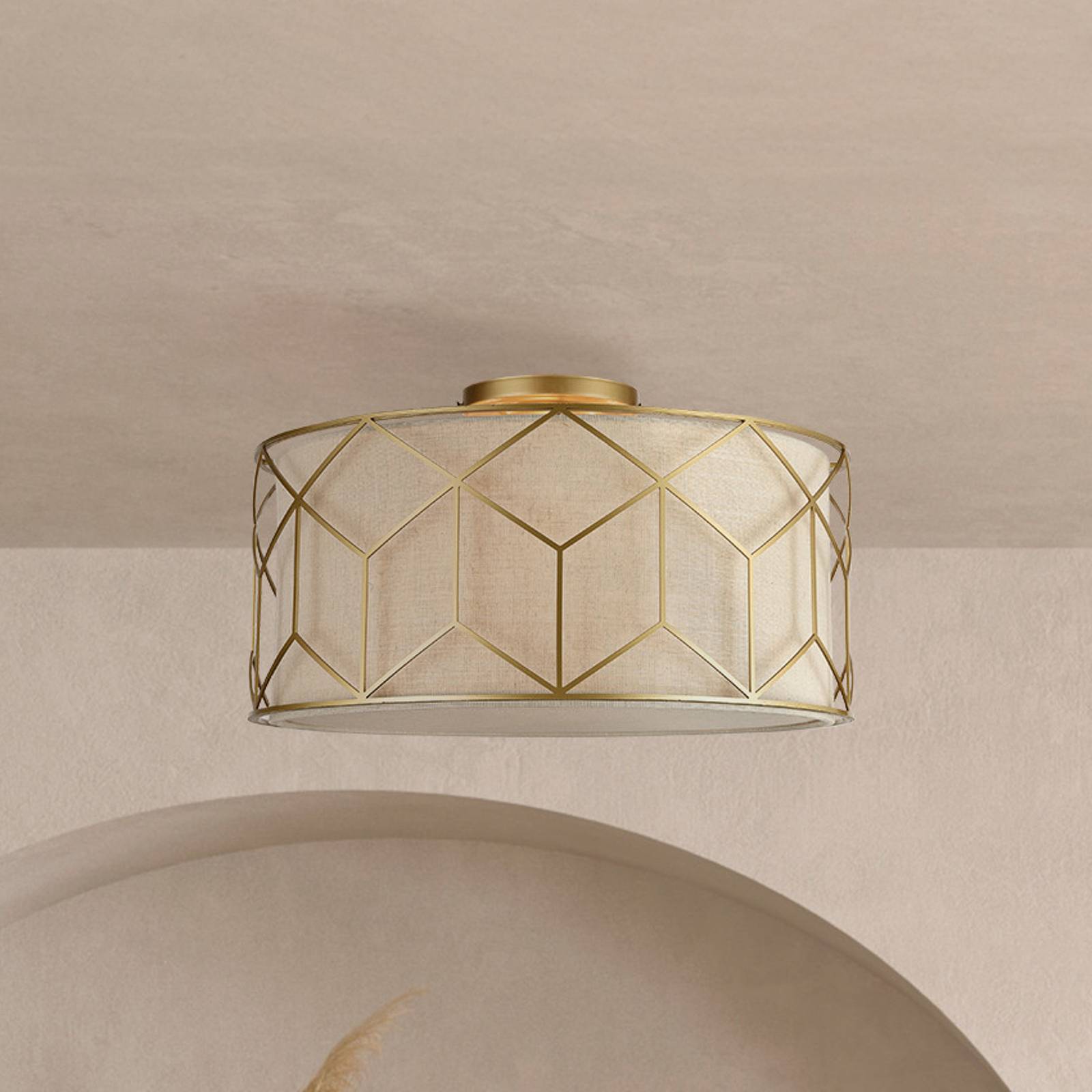 Maytoni Deckenleuchte Messina, Ø 43 cm, beige, Leinen Maytoni Deckenleuchte Messina, Ø 43 cm, beige, Leinen von Maytoni