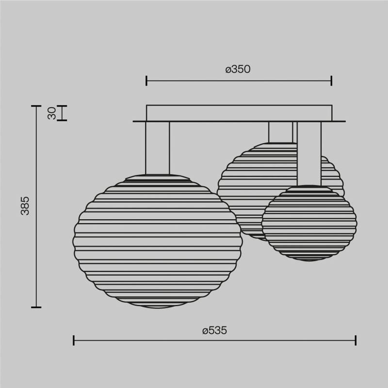 Maytoni Deckenleuchte Reels, 3-flg., schwarz / rauch, Glas von Maytoni