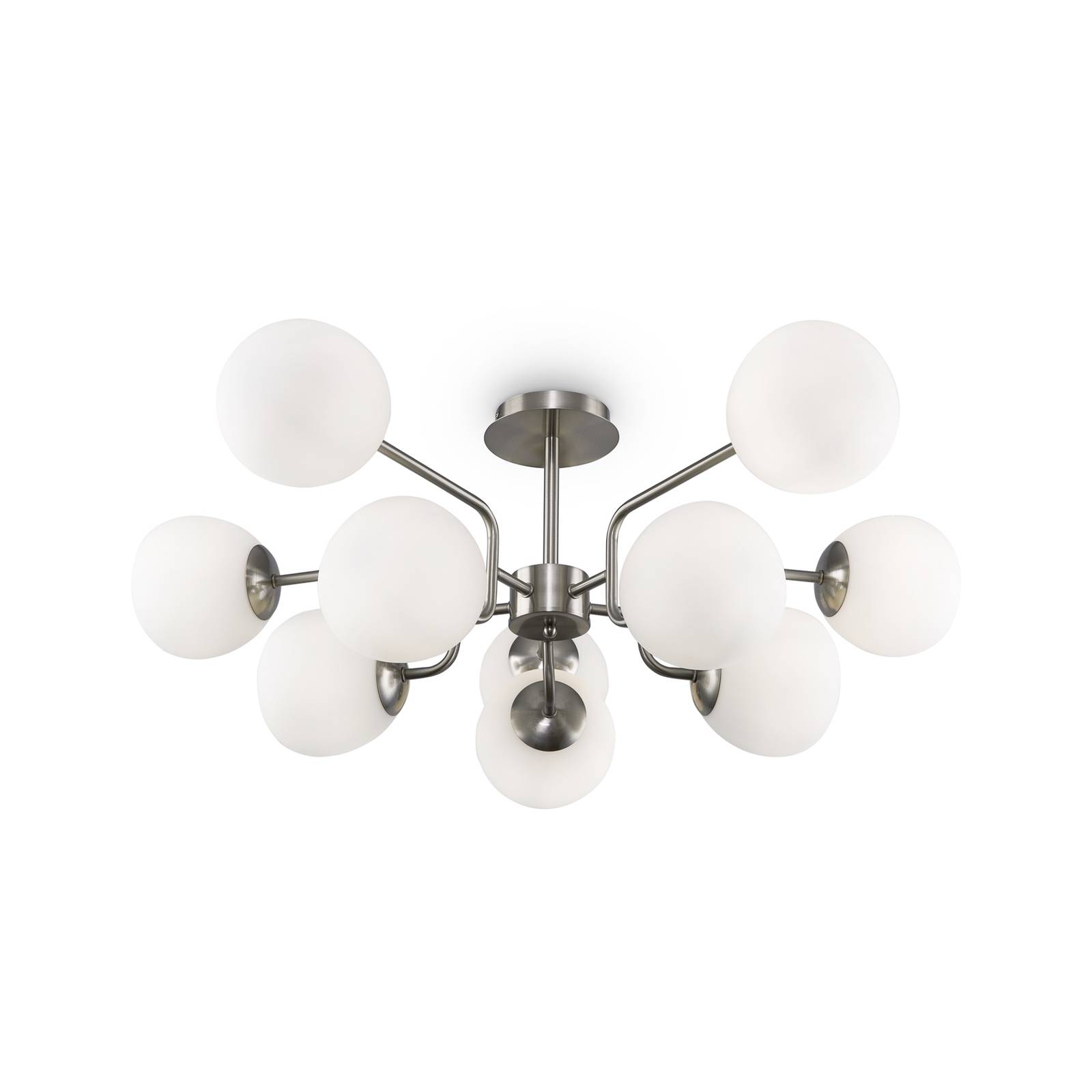 Maytoni Deckenlampe Erich, nickelfarben, Glas/Metall 10-flg. Maytoni Deckenlampe Erich, nickelfarben, Glas/Metall 10-flg. von Maytoni