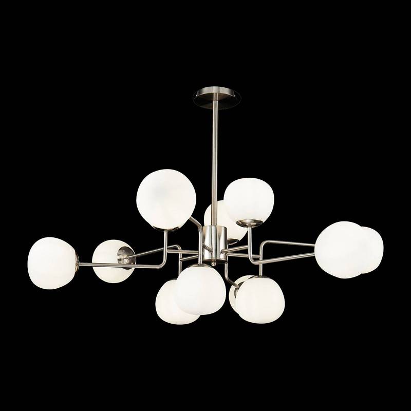Maytoni Kronleuchter Erich, nickelfarben Glas/Metall 12-flg. von Maytoni