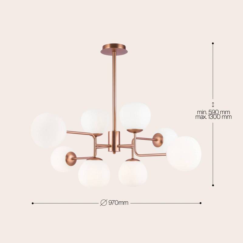 Maytoni Kronleuchter Erich, messing rosé, Glas/Metall 8-flg. von Maytoni