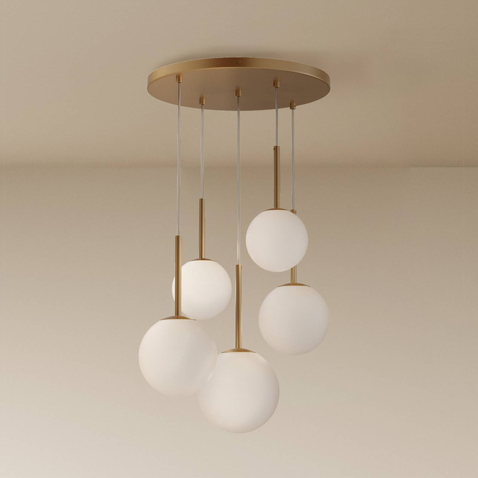 Maytoni Hängelampe Basic form, gold, Ø 58 cm 5-flammig, Glas Maytoni Hängelampe Basic form, gold, Ø 58 cm 5-flammig, Glas von Maytoni