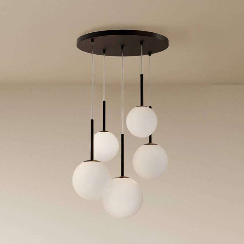 Maytoni Hängelampe Basic form, schwarz, Ø 58 cm, 5-flg. Glas von Maytoni