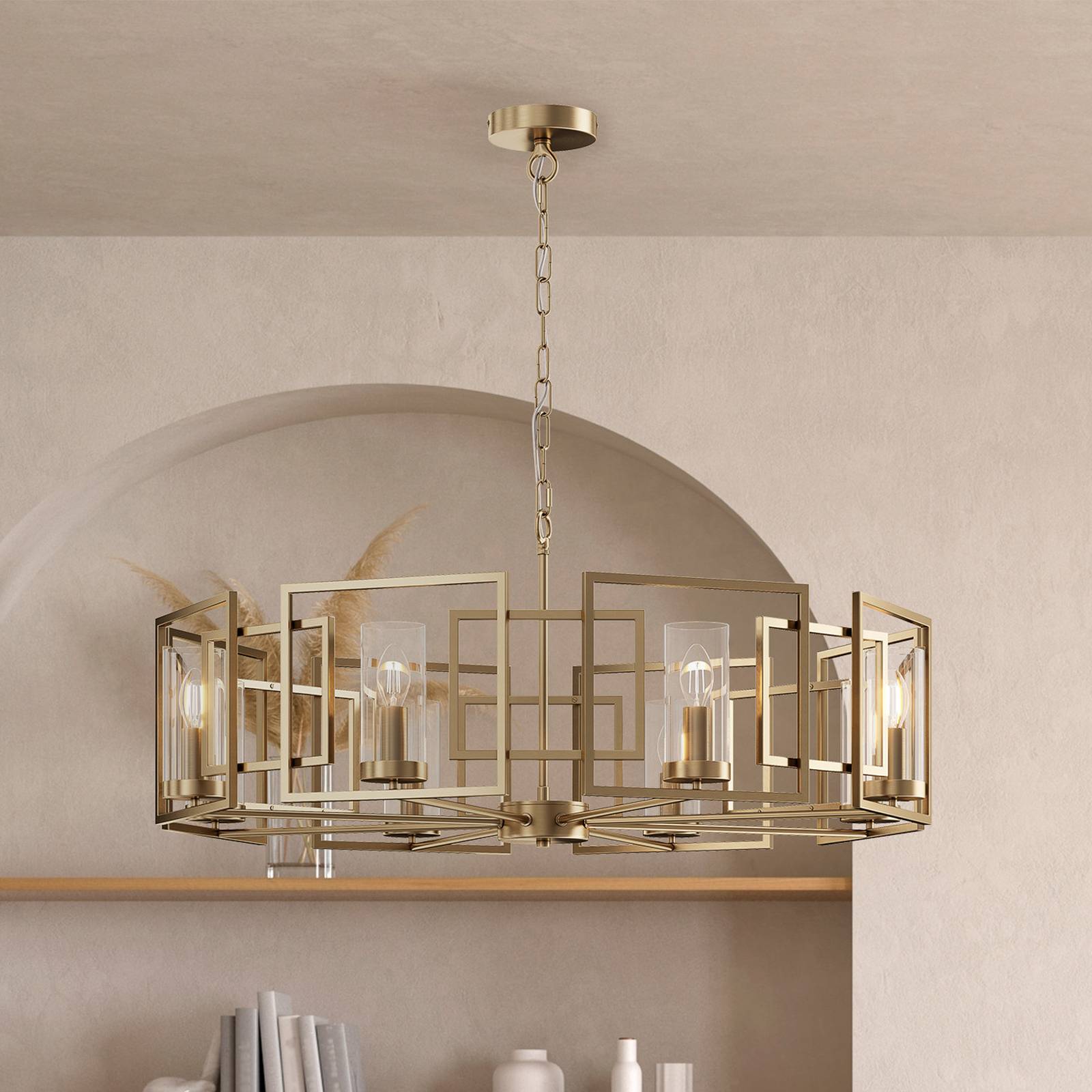 Maytoni Hängeleuchte Bowi, Ø 87,5 cm, goldfarben, 8 x E14 Maytoni Hängeleuchte Bowi, Ø 87,5 cm, goldfarben, 8 x E14 von Maytoni