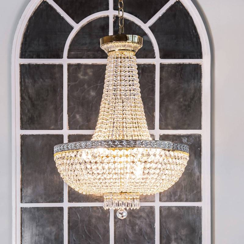 Maytoni Kronleuchter Bella, goldfarben, Kristall, Ø 50 cm von Maytoni