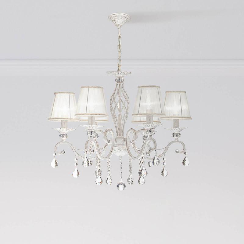 Maytoni Kronleuchter Grace, weiß, 6-flammig, Organza, E14 von Maytoni