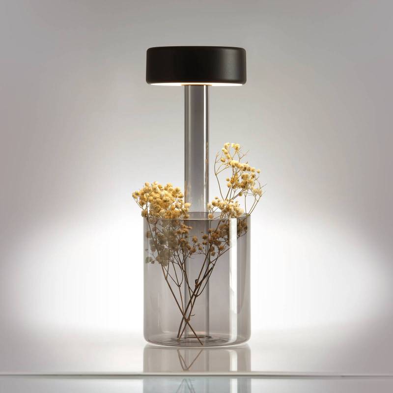 Maytoni LED-Akkutischleuchte AI Collaboration, Glas, grau von Maytoni