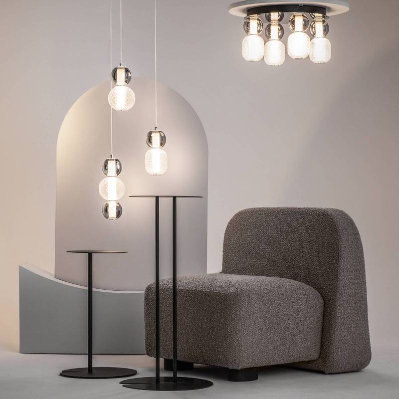 Maytoni LED-Deckenleuchte Drop, chrom, Ø 43 cm, 4-flg., Glas von Maytoni