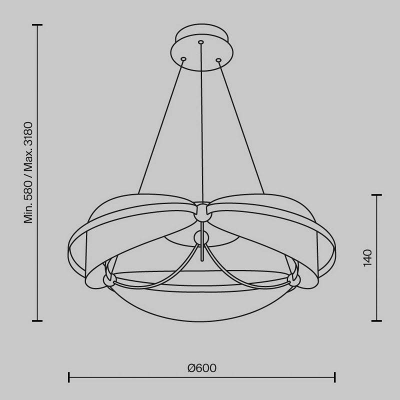 Maytoni LED-Hängelampe Breeze, Ø 60 cm, messing/klar, Acryl von Maytoni