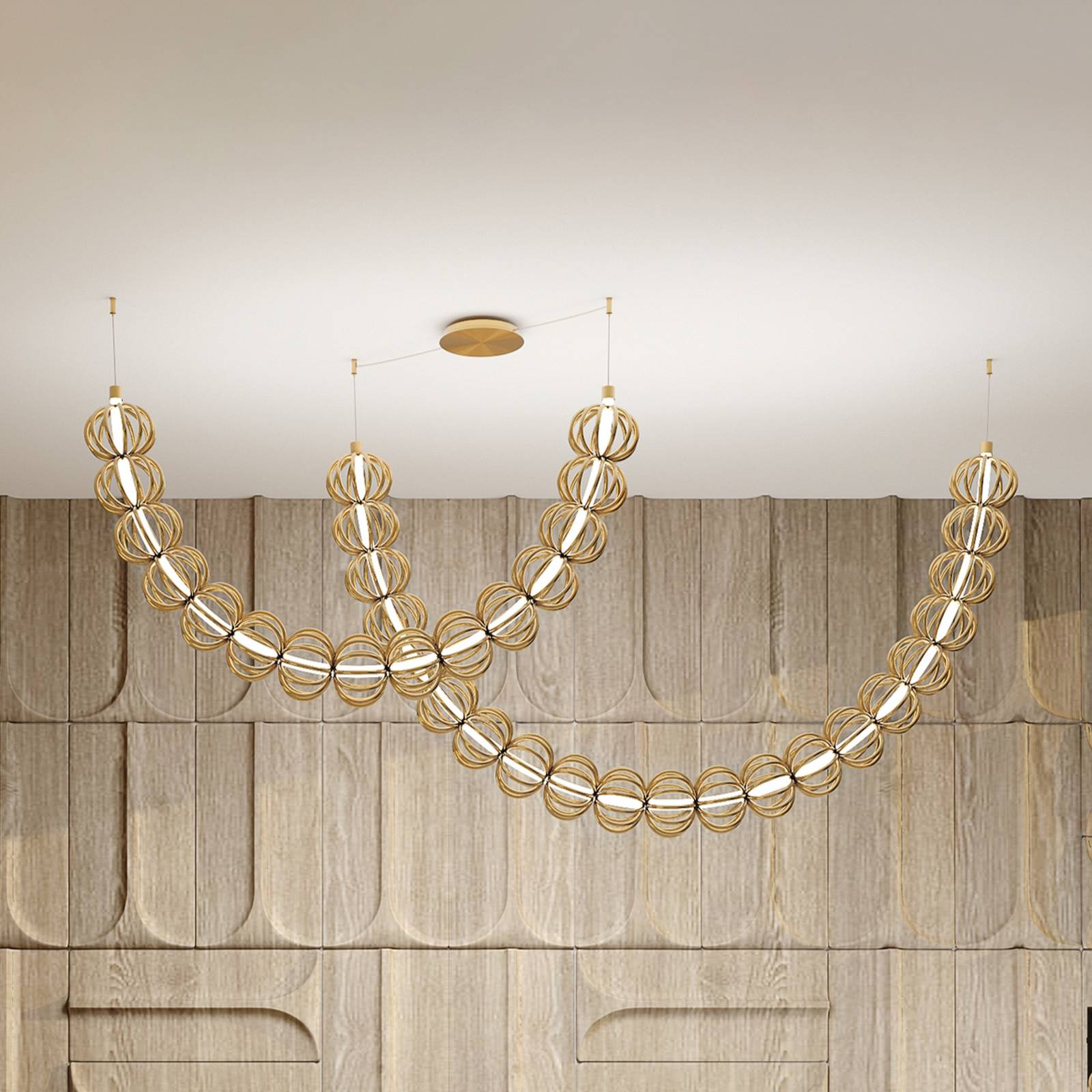 Maytoni LED-Hängeleuchte Golden Cage, 2-teilig, Höhe 184 cm Maytoni LED-Hängeleuchte Golden Cage, 2-teilig, Höhe 184 cm von Maytoni