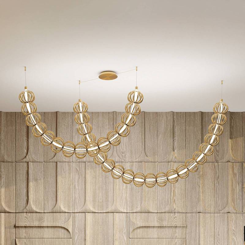 Maytoni LED-Hängeleuchte Golden Cage, 2-teilig, Höhe 184 cm von Maytoni