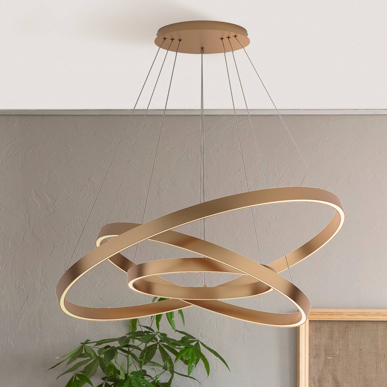 Maytoni LED-Hängeleuchte Rim, 3-flg., messingfarben, 3000K Maytoni LED-Hängeleuchte Rim, 3-flg., messingfarben, 3000K von Maytoni