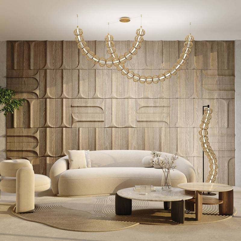 Maytoni LED-Stehleuchte Golden Cage, Höhe 154 cm, Metall von Maytoni