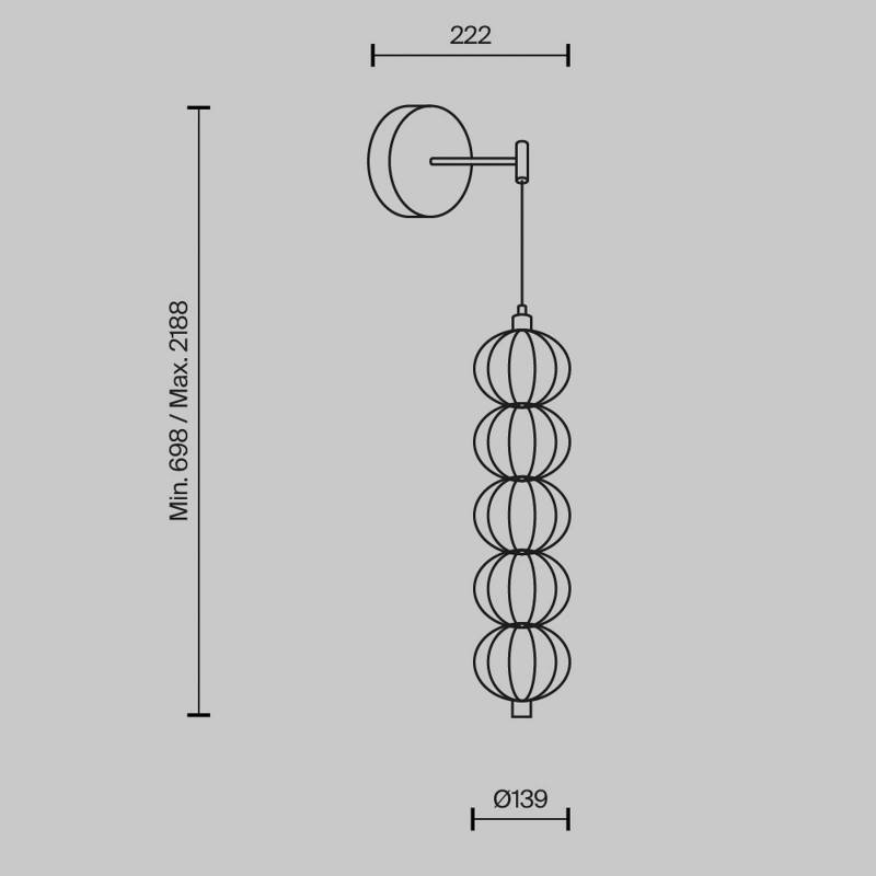 Maytoni LED-Wandleuchte Golden Cage, Höhe 218,8 cm, Metall von Maytoni