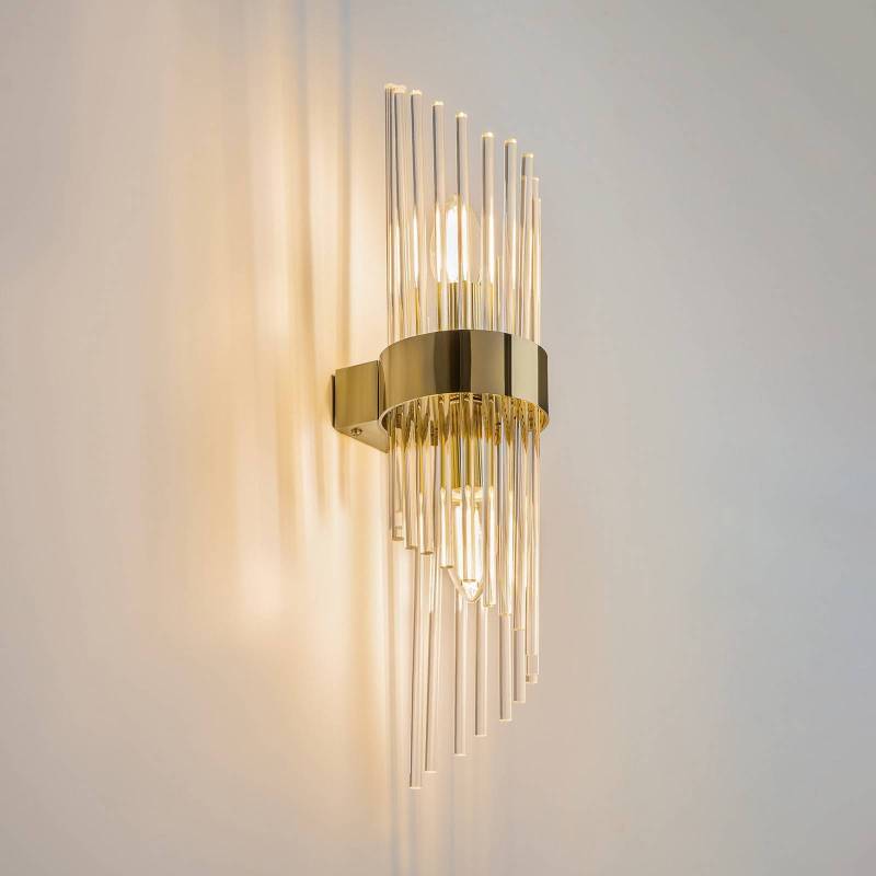 Maytoni Wandleuchte Frame, 2-flammig, Höhe 46 cm, gold/klar von Maytoni