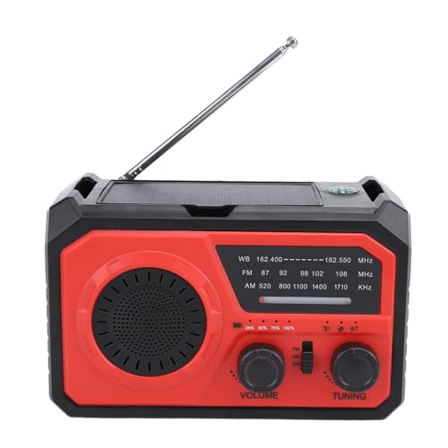 Emergency Radio Hand Crank Tragbare FM AM mit Readinglampe 16000mah Power Bank Kompass für Outdoor -Abenteuer ABS Material 156x85x100mm von Mayueri