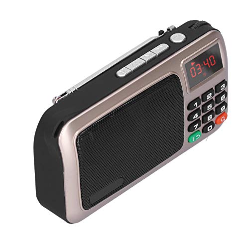 Tragbarer Radio -Lautsprecher Mp3 Music Player -Radio mit LED -Displaybildschirm und Taschenlampe für Outdoor -Abenteuer und ältere Menschen Verwenden ABS -Material 194g (Gold) von Mayueri