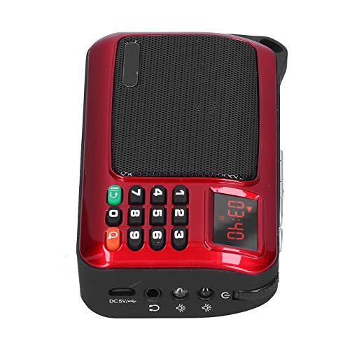 Tragbarer Radio -Lautsprecher Mp3 Music Player -Radio mit LED -Displaybildschirm und Taschenlampe für Outdoor -Abenteuer und ältere Menschen Verwenden ABS -Material 194g (Rot) von Mayueri