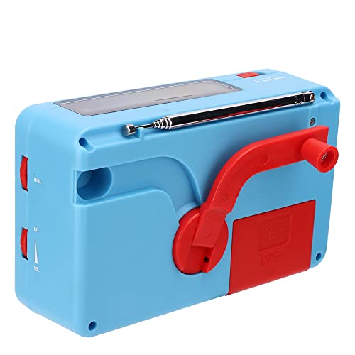 Tragbares Solarantrieb Handkurbel Notio -Radio mit LED Taschenlampe AM FM MP3 Player USB Speicherkarte Support für Camping Im Freien Notfallvorsorge Blau Rot (Rot) von Mayueri
