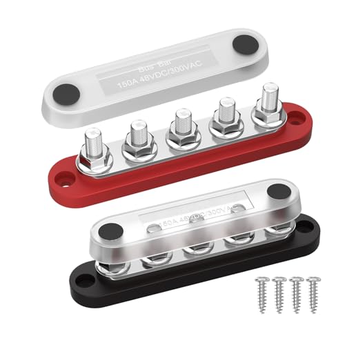 Marine -Verteilung Block - Batterieverteilungsblockbustelippe - Klemme Block, Anschlussblock Stromverteilung, Batterie -Busschalte, rote und schwarze Busbank für Autoboot Marine von Mbiyhgta