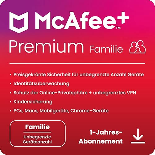 McAfee+ Premium– Einzelperson, Virenschutz- und Internet-Sicherheitssoftware für eine unbegrenzte Anzahl an Geräten PC/Mac/iOS/Android|1-Jahres-Abonnement | Aktivierungscode per E-Mail von McAfee