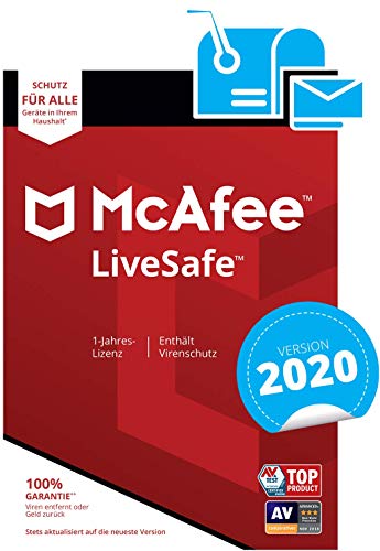 McAfee LiveSafe 2020 | Eine unbegrenzte Anzahl an Geräten | 1 Jahr | PC/Mac/Smartphone/Tablet | Aktivierungscode per Post von McAfee