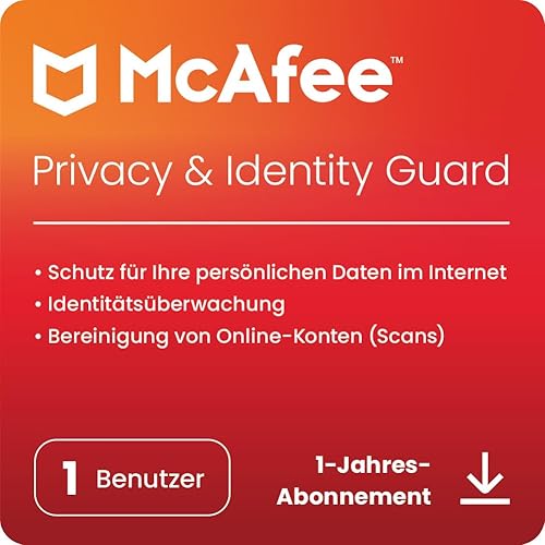 McAfee Privacy & Identity Guard 2024|Online-Schutzsoftware – Identitätsüberwachung, Bereinigung von Online-Konten | 1 Gerät | 1 Benutzer | 12 Monate | Aktivierungscode per Email von McAfee