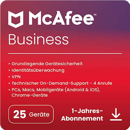 McAfee Security for Business 2024 | 25 Devices | Amazon Exclusive | 25 Geräte | 1 Benutzer | 12 Monate | Aktivierungscode per Email von McAfee