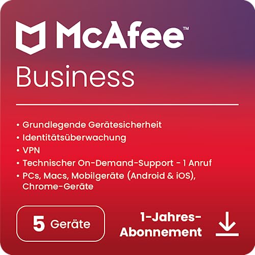 McAfee Security for Business 2024 | 5 Devices | Amazon Exclusive | 5 Geräte | 1 Benutzer | 12 Monate | Aktivierungscode per Email von McAfee