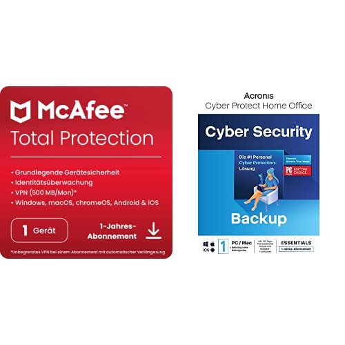 McAfee Total Protection 2023 | Virenschutz + Acronis | Backup || beides für 1 Gerät/1 Jahr | Aktivierungscodes per Email von McAfee
