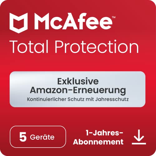 McAfee Total Protection 2024, 5 Geräte | Antivirus, VPN, Passwort-Manager, Mobil- und Internetsicherheit | PC/Mac/iOS/Android|Jährliche automatische Verlängerung des exklusiven Amazon-Abonnements von McAfee